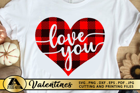 Valentines Buffalo Plaid Love You Heart